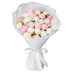 Букет из 25 белых и розовых пионов