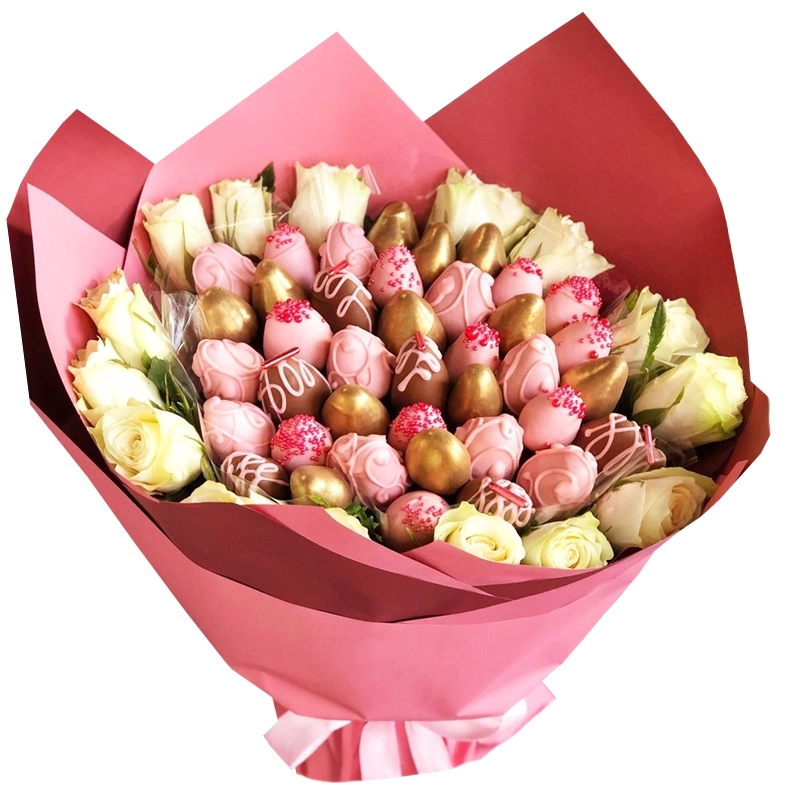 Букет из клубники Розовая принцесса