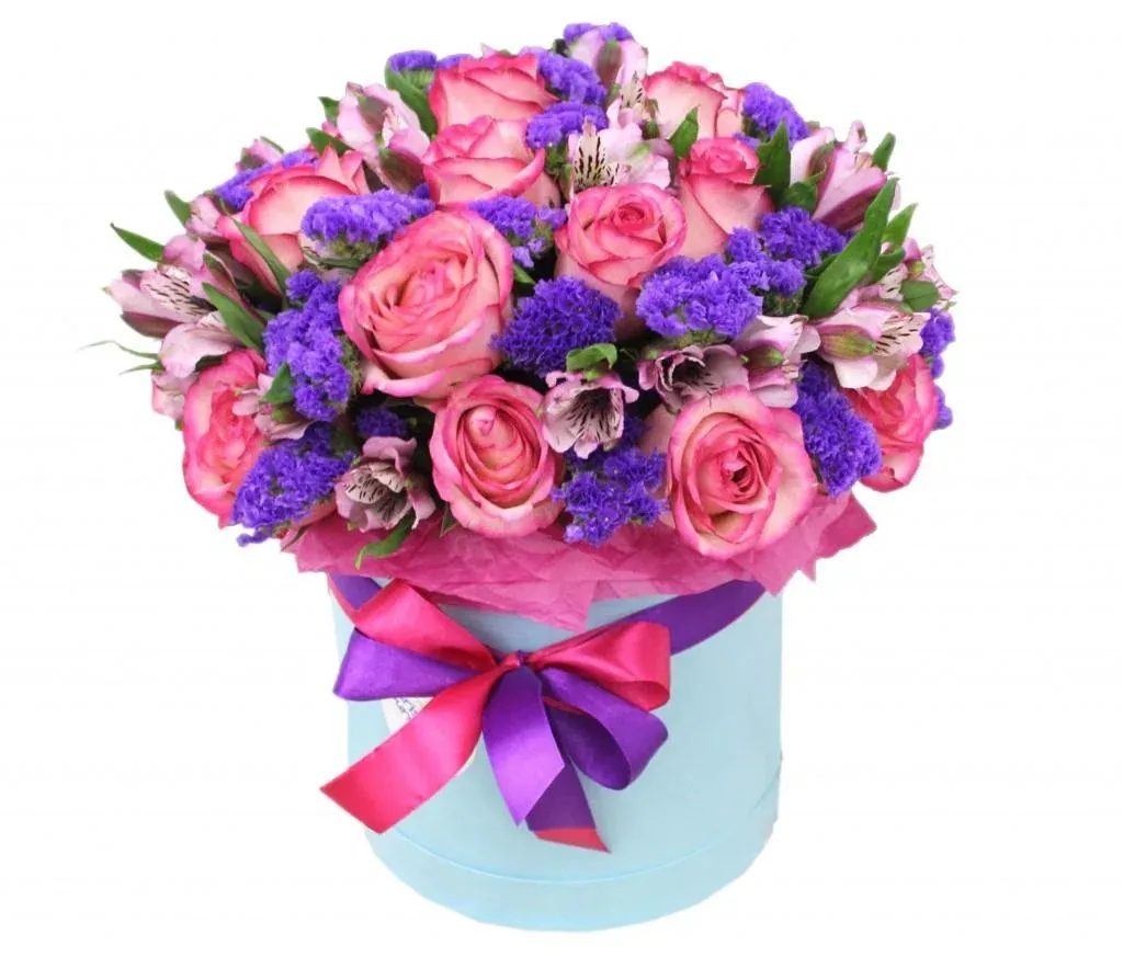 Цветы в коробке Малинка